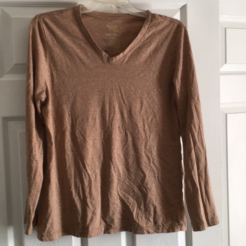 Plain brown long sleeved shirt size L